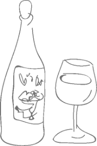 ワインボトルとグラスのイラスト
